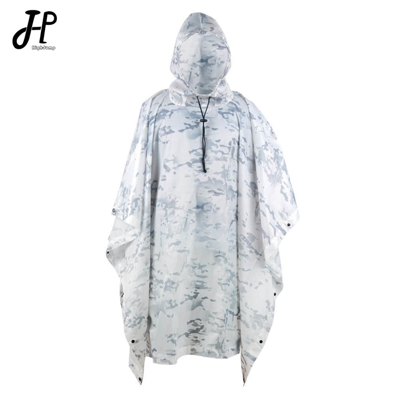 Camo Poncho Army Tactical Raincoat- Hooded Breathable Rainwear