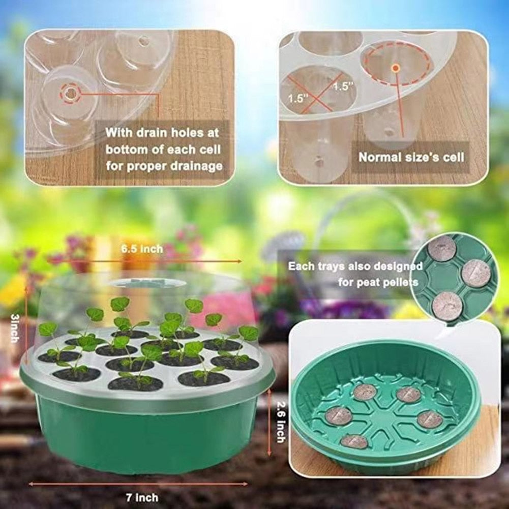 13 Holes Nursery Seed Growing Box, Sprout Hydroponic Tray