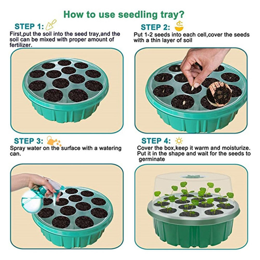 13 Holes Nursery Seed Growing Box, Sprout Hydroponic Tray
